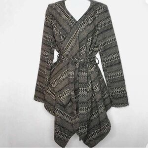 Jack by BB Dakota Womens  Kimmy Waterfall Jacket Taupe/Black Printed Size S